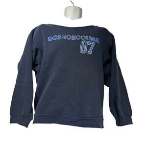 Vintage 90s DC Shoes off the shoulder Oversized distressed Sweatshirt Y2K Skater